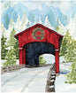 Covered Bridges in Winter 35 1/2" x 43 1/2" Christmas Bridge Panel