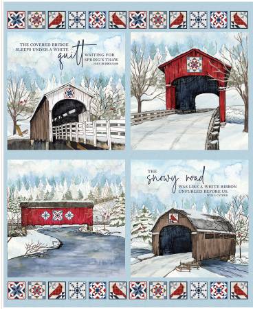 Covered Bridges in Winter 35 1/2" x 43 1/2" Pillow Panel